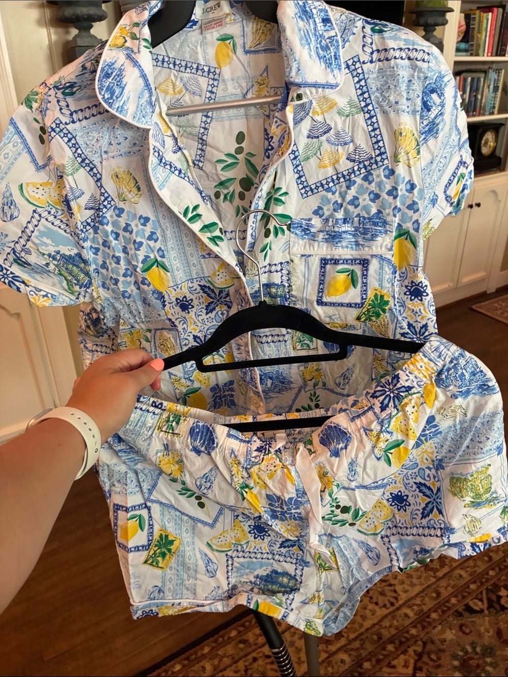 J.Crew Blue, Yellow & Green Lemon Patchwork Button-Down Shirt Set